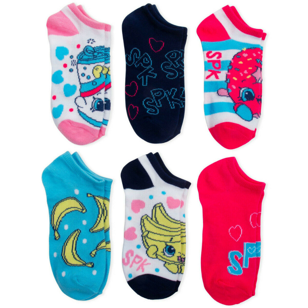 Shopkins Girls Shopkins No Shows Socks 6 Pack SIZE L (4-10)